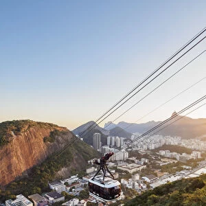 Cable Car to Morro da Urca and Sugarloaf Mountain at sunset, Rio de Janeiro, Brazil