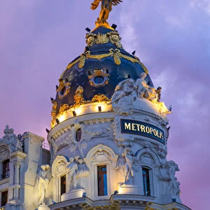 Exterior of Metropolis Building at Dusk, Madrid, Spain