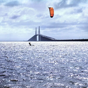 Florida, Saint Petersburg, Kitesurfing, Kiteboarding, Tampa Bay, Sunshine Skyway Bridge