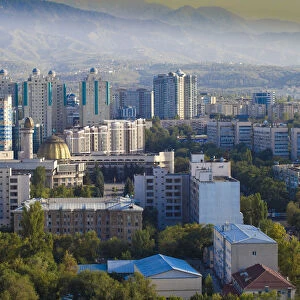 Kazakhstan, Almaty, View of Almaty city from Kok-Tobe