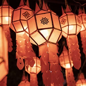 Lights at Loi Krathong festival, Chiang Mai, Northern Thailand, Thailand