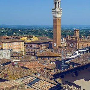 Siena, Tuscany, Italy. Mangias Tower and Piazza del Campo