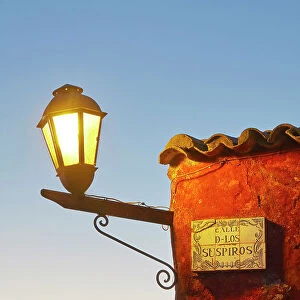 A detail of the "Street of Sighs" (Spanish: Calle de los Suspiros) at twilight, in the historical cask of Colonia de Sacramento, Uruguay. Colonia was declared UNESCO World Heritage Site in 1995