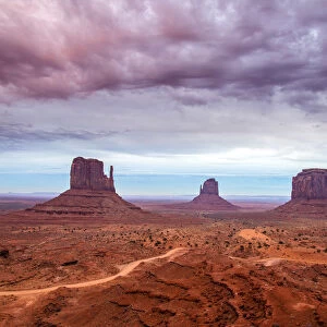 Sunset view over the Mittens, Monument Valley Navajo Tribal Park, Arizona, USA