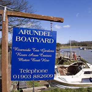 England West Sussex Arundel Sign Boatyard Riverbank