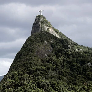The Redeeming Christ atop the Corcovado mountain is seen in Rio de Janeiro
