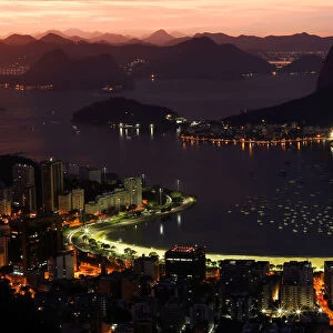 A view of the Sugar Loaf mountain, as the sun rises in Rio de Janeiro