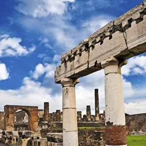 The ancient ruins of Pompeii, Italy, Campania, near Naples looking towards the Forum