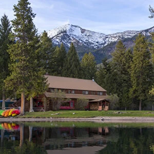 Holland Lake Lodge on Holland Lake in the Lolo National Forest, Montana, USA