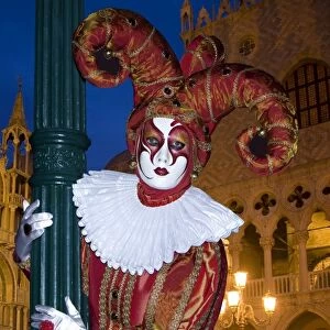 Italy, Venice. Man dressed in costume for annual Carnival festival