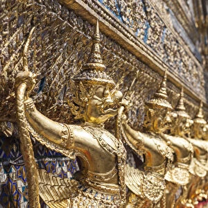 Thailand, Bangkok. Ko Ratanakosin, Wat Phra Kaew, Temple of the Golden Buddha detail