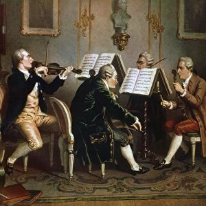 An 18th century Austrian string quartet. Lithograph, 19th century