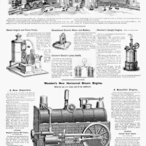 AD: STEAM ENGINES, 1890. American magazine advertisements for steam engines and other machines