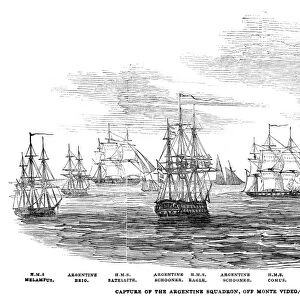 ARGENTINA: BLOCKADE, 1845. Argentinian ships captured off the coast of Montevideo