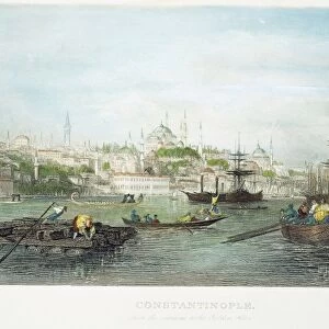CONSTANTINOPLE, 19th C. View of Constantinople, Turkey: steel engraving, 19th century