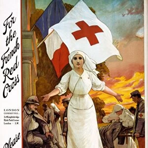 English poster for a fundraiser to aid the French Red Cross during World War I. Lithograph, 1915