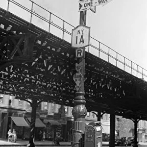 EVANS: NEW YORK CITY, 1938. The elevated train tracks along 2nd Avenue at 61st Street in New York