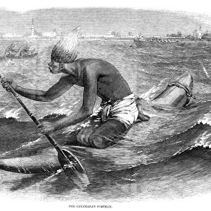 INDIA: POSTMAN, 1858. The Catamaran Postman. A mail deliverer in India. Wood engraving