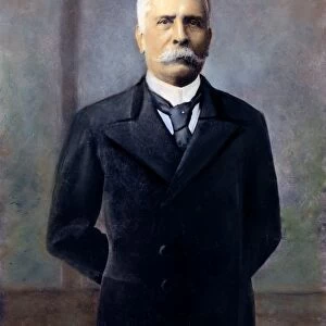PORFIRIO DIAZ (1830-1915). Mexican general and statesman. Oil over a photograph, 1907