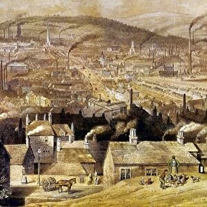 View of Sheffield, England. Watercolor, c1854, by William Ibbitt