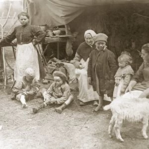 WWI: REFUGEES, 1919. Women and children in a refugee camp near Mareuil-en-Brie, Marne, France