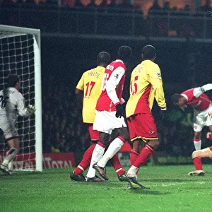 Gilberto heads past Watford goalkeeper Ben Foster to score the 1st Arsenal goal
