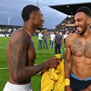 Pierre-Emerick Aubameyang and Jeff Reine-Adelaide Exchange Shirts After Angers vs. Arsenal Pre-Season Friendly