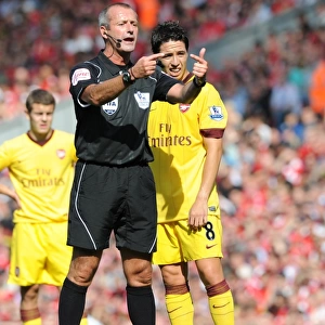 Samir Nasri (Arsenal) and referee Martin Atkinson. Liverpool 1: 1 Arsenal