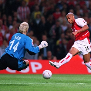 Thierry Henry (Arsenal) has his shoot blocked by Anti Niemi (Southampton)