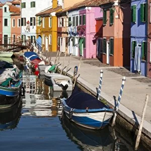 A colourful street on the island of Burano near Venice