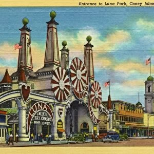 Entrance to Luna Park. ca. 1939, Coney Island, New York, USA, Entrance to Luna Park, Coney Island, N. Y
