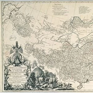 General map of China, Chinese Tartary and Tibet, by Jean-Baptiste Bourguignon d Anville, copperplate printed in Paris, 1734
