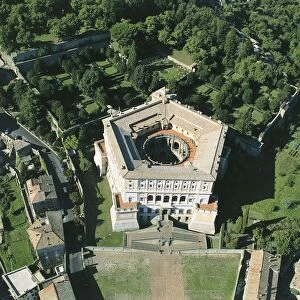 Italy, Lazio Region, Province of Viterbo, Caprarola, Aerial view of Palazzo Farnese