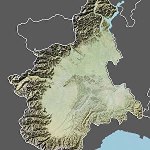 Region of Piedmont, Italy, Relief Map