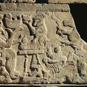 Spain, Bas-relief depicting a sacrificial scene, from the tower tomb of Pozo Moro