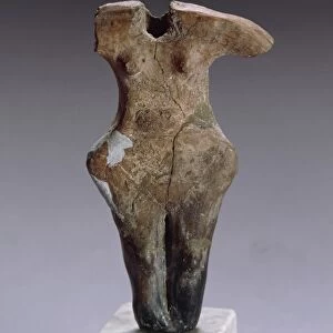 Steatopygic female figure in ceramic, from Maliqi, Albania