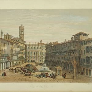 Verona, Piazza delle Erbe, 19th century, print