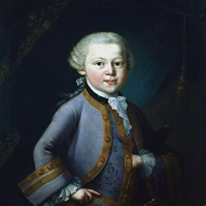 Wolfgang Amadeus Mozart (1756-1791) Austrian composer. Mozart aged 7, in gala dress