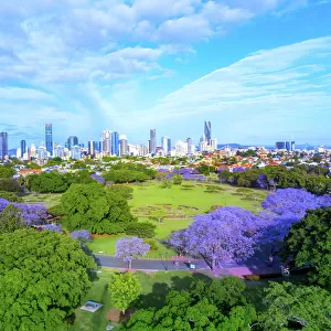 Aerial View overlooking Brisbane City Australia