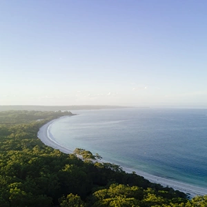 Sunset aerial view of sea and landscape, Jervis Bay, Australia