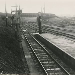 Bishops Stortford station, looking South, End of up platform, London Road bridge