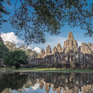 Ancient Bayon temple, Angkor Thom, the most popular tourist attraction in Siem reap, Cambodia