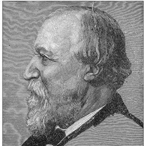 Antique illustration of important people of the past: Robert Browning