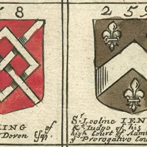 Coat of arms copperplate 17th century Fleming and Jenkins