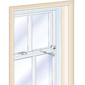 Digital illustration of three sash window locks