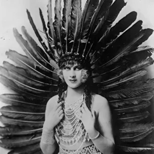 Hazel Forbes of Ziegfeld Follies Wearing Feathered Headdress