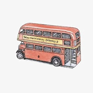 Illustration of red Route Master London bus