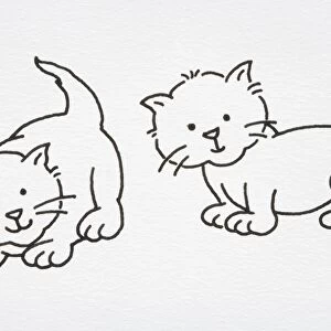 Illustration, two smiling kittens