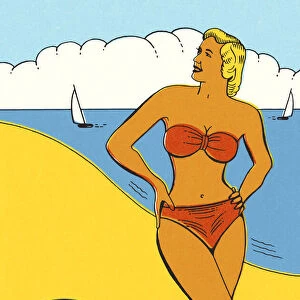 Lady in a Bikini on the Beach