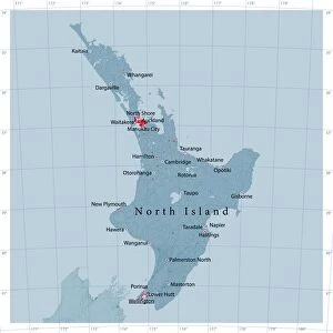 North Island Of New Zealand Vector Road Map
